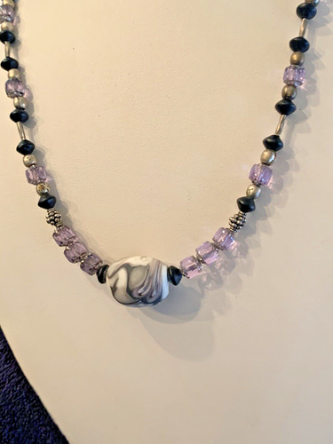 Rzadki vintage Navajo Indyjska lawenda agat wisiorek naszyjnik około 1970 roku - Zdjęcie 2 z 9