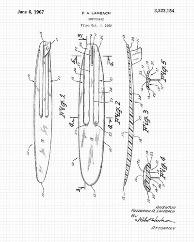 Classic Wave Surfing Patent Prints 6 (8x10) for Home Work Office Beach Cabin - Picture 10 of 12