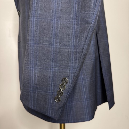 Canali Men's 40S Blue Wool Sport Coat Blazer Jacket 2-Button Check Italy - Picture 3 of 11