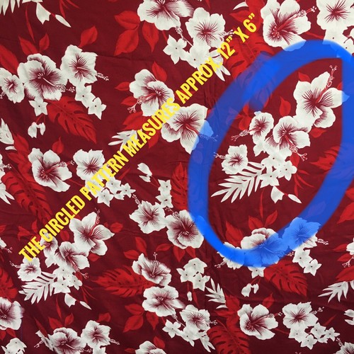 Hawaiian Print Cotton Fabric Approx 114” x 116” Hibiscus Plumeria Monstera - Picture 3 of 5