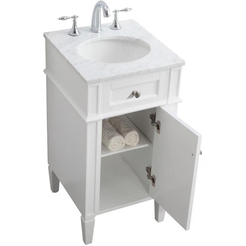 Elegant Decor Park Avenue 18" Single Marble Top Bathroom Vanity in White - Picture 3 of 18