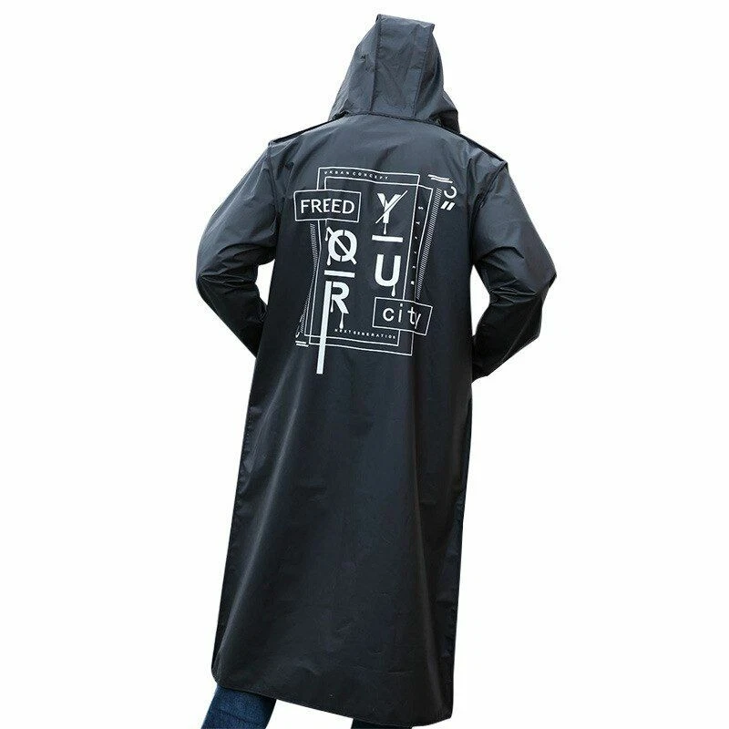 Raincoat Long Adult Rain Coat Men Women Black Outdoor Jacket
