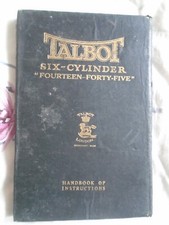 Talbot Six Cylinder Fourteen Forty Five Owners Handbook Oct 1931 English text