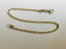10k Solid Yellow Gold Diamond Cut Rope Chain Bracelet 7" 2 mm 1.5 grams 014RR 
