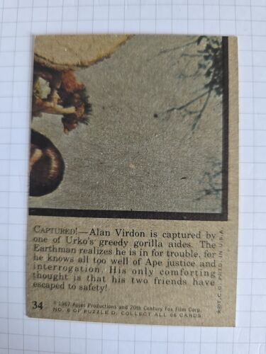 Topps 1967 Planet of The Apes Film #34 BARGAIN BUY ONE GET ONE FREE READ INSIDE - Picture 2 of 2