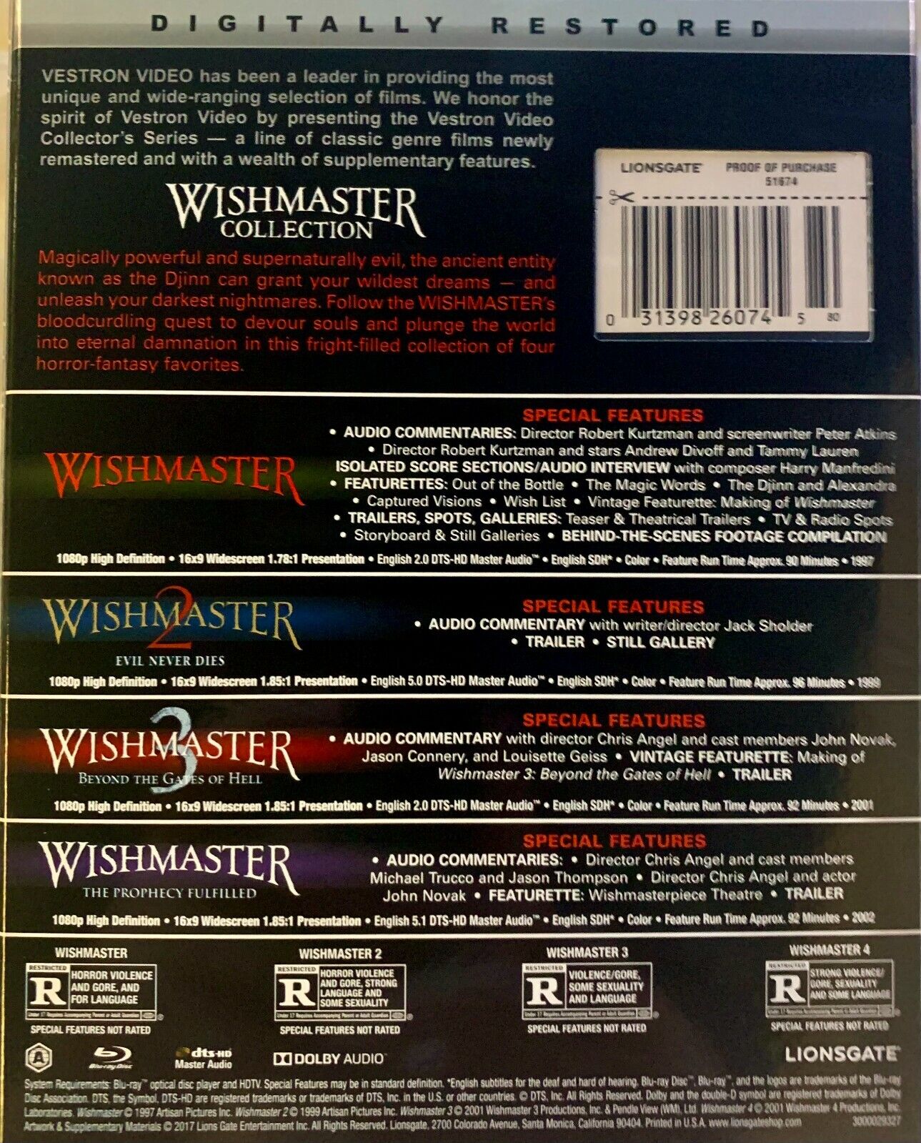  Wishmaster Boxset : Movies & TV