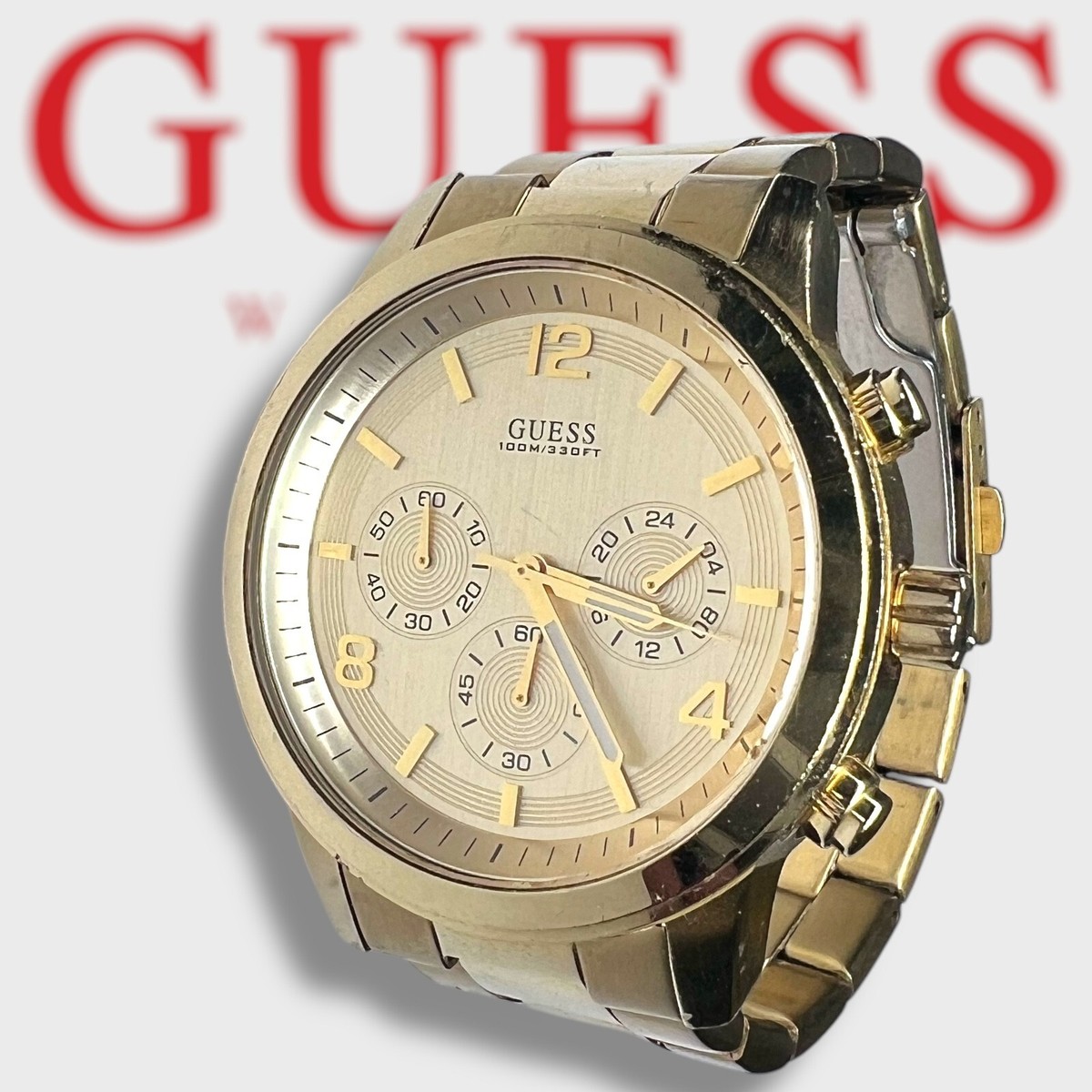 MENS QUARTZ LARGE GUESS SPORT 100M U15061G2 WRISTWATCH NEW BATTERY RUNS