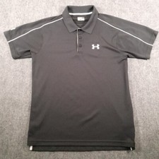 Under Armour Shirt Mens L Polo Black Heatgear UA Fitted Activewear Athleisure