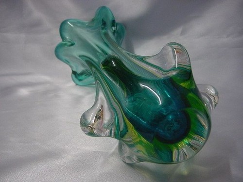 Murano Sommerso uranium glass vase Venetian glass 1950~60's F/S from Japan - Picture 5 of 5