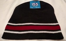 Beanie Thermal Sport Winter Skull Cap Hat One Size Fits All Black W/Red White