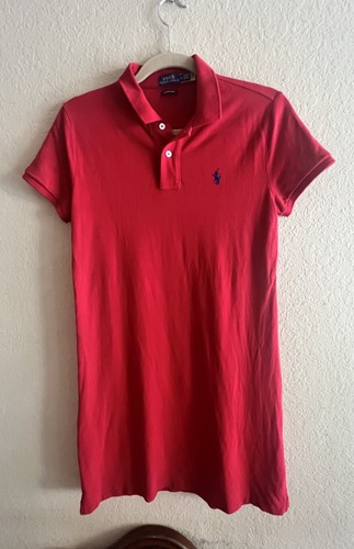 Polo Ralph Lauren Damen T-Shirt Kleid Rot M The Mesh Mini Polo Blau Pony