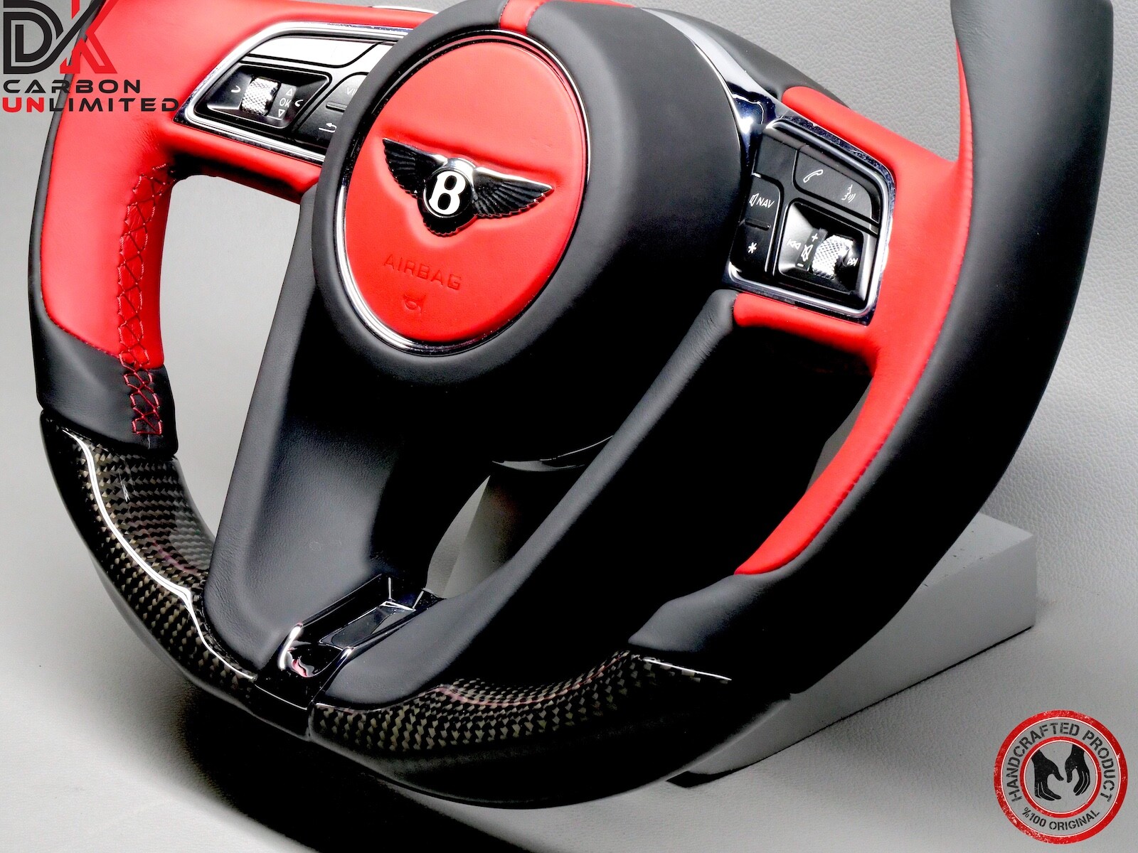 Bentley Bentayga Continental GT Flying Spur Red Ring Napa Carbon Steering Wheel