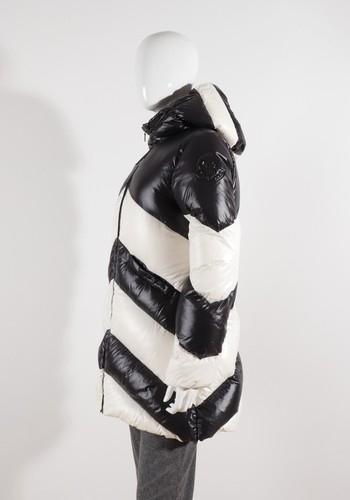 MONCLER "FAUCILLE" For Woman S or Girl 14 years 164cms Black White Down Coat - Picture 12 of 23
