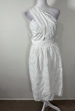 FRENCH CONNECTION Appelona Cotton One Shoulder Eyelet Dress Size 6