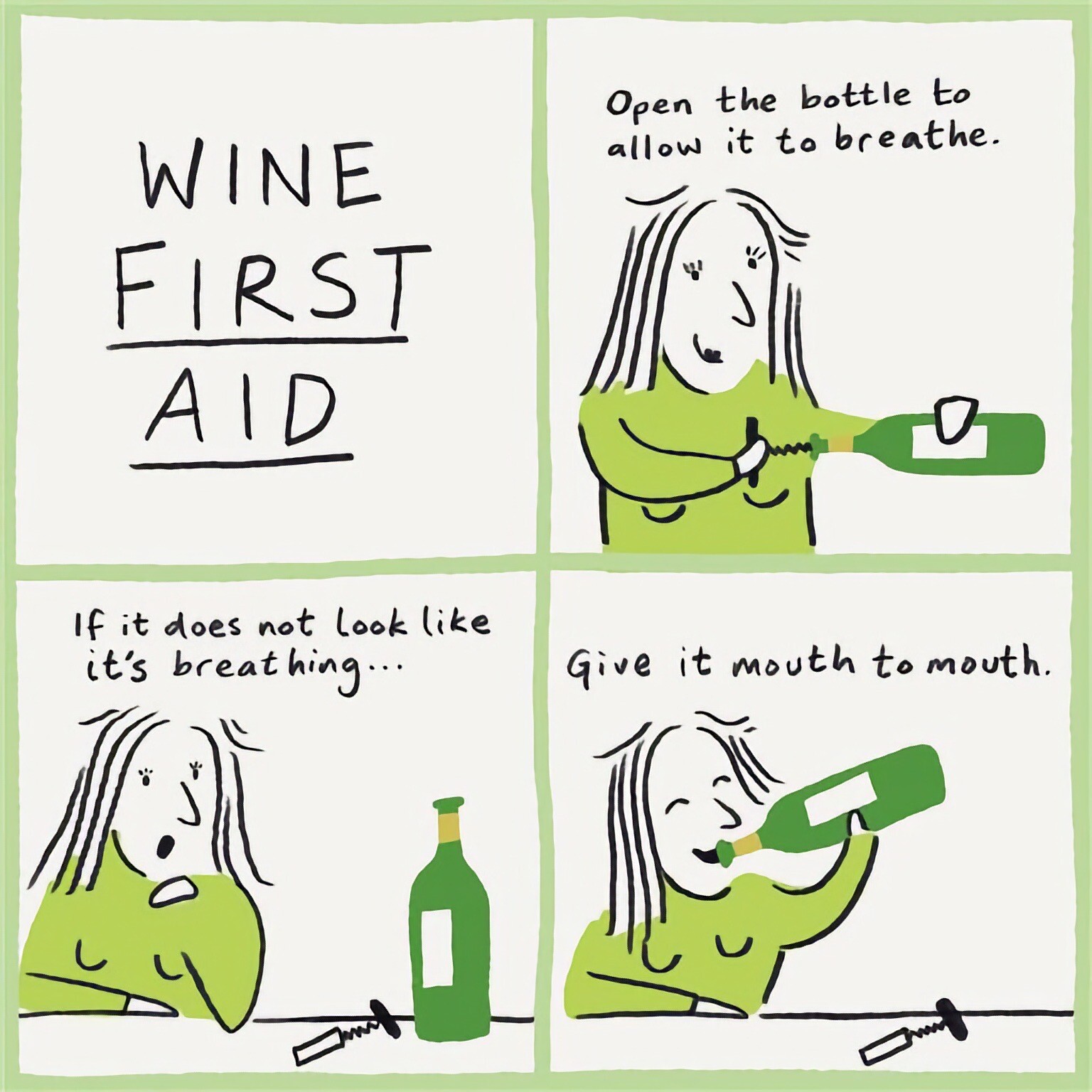 Happy Birthday Card Wine First Aid Mouth To Mouth Funny Humour Joke Female