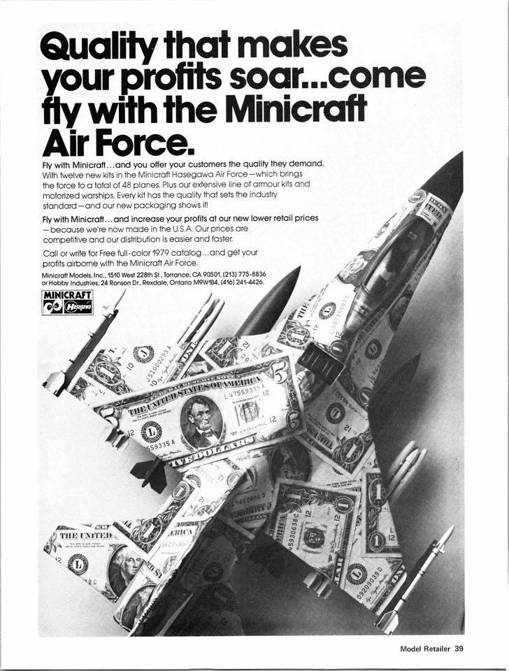 Minicraft Airplane Models Vintage Print Ad Wall Art Decor Lot of 2 - image 2 of 2