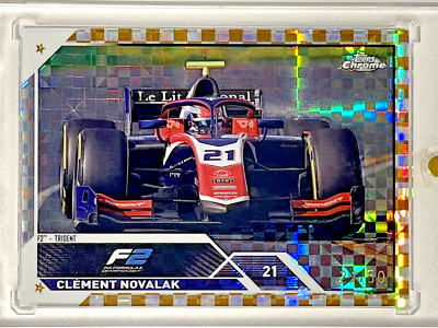 2023 Chrome Formula 1 F2 Cars Gold Checker Flag X-Fractor /50 Clement Novalak