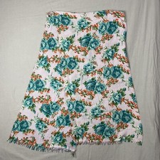 Womens Multicolored Design Rectangular Fashion Scarf Rose Fringe 79  x 19  Soft