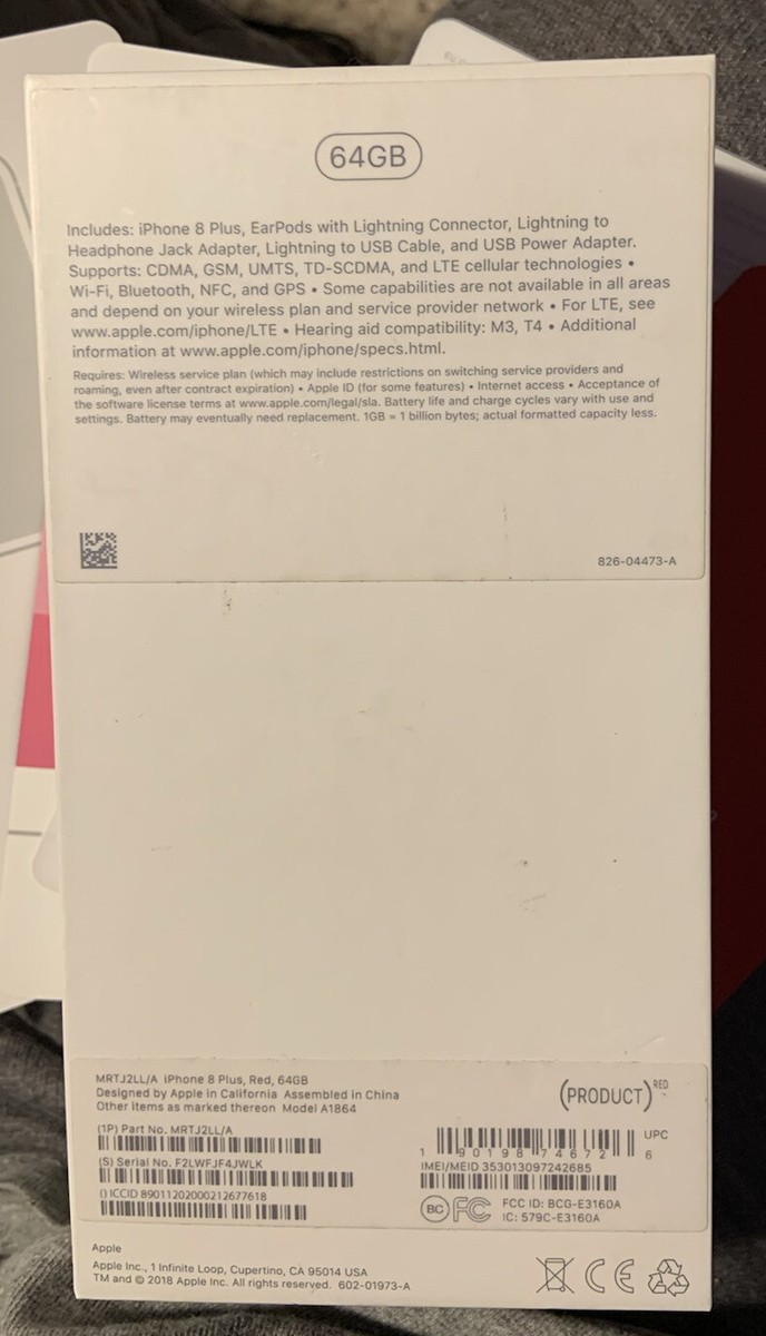 Apple iPhone 8 Plus - Red - 64GB - Box, Stickers & Booklet Only | eBay