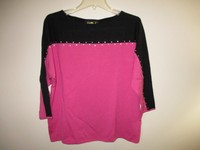 Bob Mackie Horizontal Color Block Sweater With Rhinestones Size Large Bob Mackie Horizontal Color Block Sweater With Rhinestones Size Large