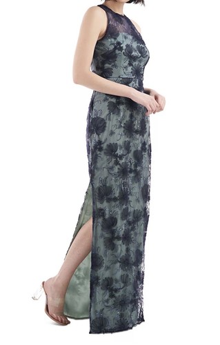 Js Collections Embroidered-Mesh Sequined Gown, Oxford Blue, Size 16, $278 - Picture 3 of 7