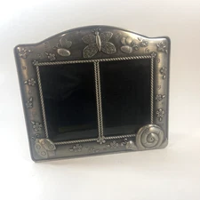 Fetco Double Pewter Picture Frame Butterfly Snail 3"x4.5" Photos Baby Gift