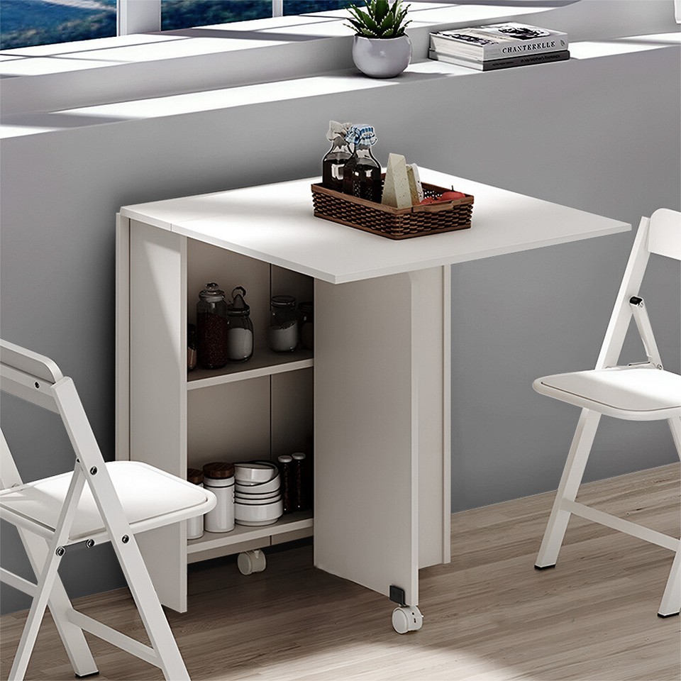 NEW Mobile Drop Leaf Folding Dining Table Space Saving Extendable ...