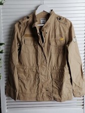 Womens Old Navy Military Basswood Brown Jacket Beige Army Patch Sz Med