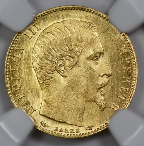 1854-A France Gold 5 Francs NGC MS 64 Plain Edge - Picture 2 of 4