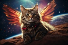 Cat on the Moon Art Wallpaper