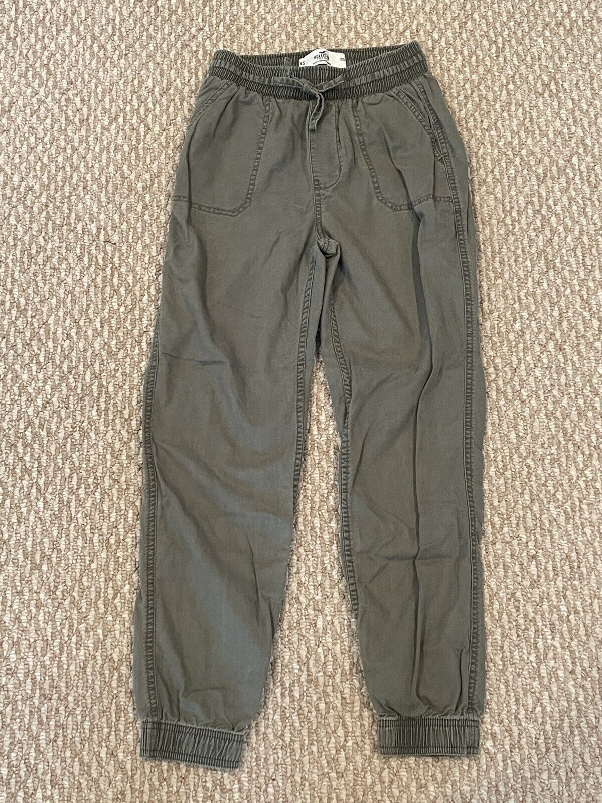Hollister High Rise Jogger Pants Green Casual Pull On Pockets Womens XS  Stretch