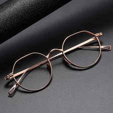 Women Men 47mm Titanium Eyeglass Frames Retro Polygon Glasses Frame RX
