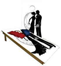 CORNHOLE BEANBAG TOSS GAME Big Wedding Day w Bags Game Board Set