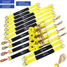 12 Pack Car Tie Down Straps Heavy Duty 10000 Lbs For Trailers Wheel Tow Ratchet