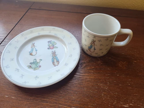Peter Rabbit Beatrix Potter Wedgwood Cup and Plate Snack Set Rabbit Garden Cute