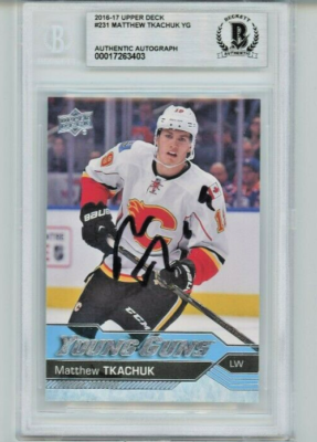 ルーキー Matthew Tkachuk AUTO Rookie Young Guns 2016-17 Upper Deck 231 BAS