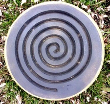 Spiral meditation stepping stone mold concrete plaster plastic mould 13" x 2.5" 