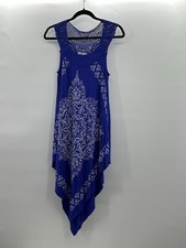 India Boutique Batik Blue “One Size” Summer Dress ~ Crocheted Back/Shoulders