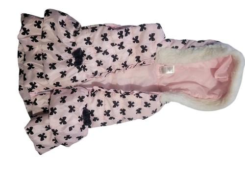 Little Lass Girls' Pink Puffer Coat with Bow Accents, Size 6X