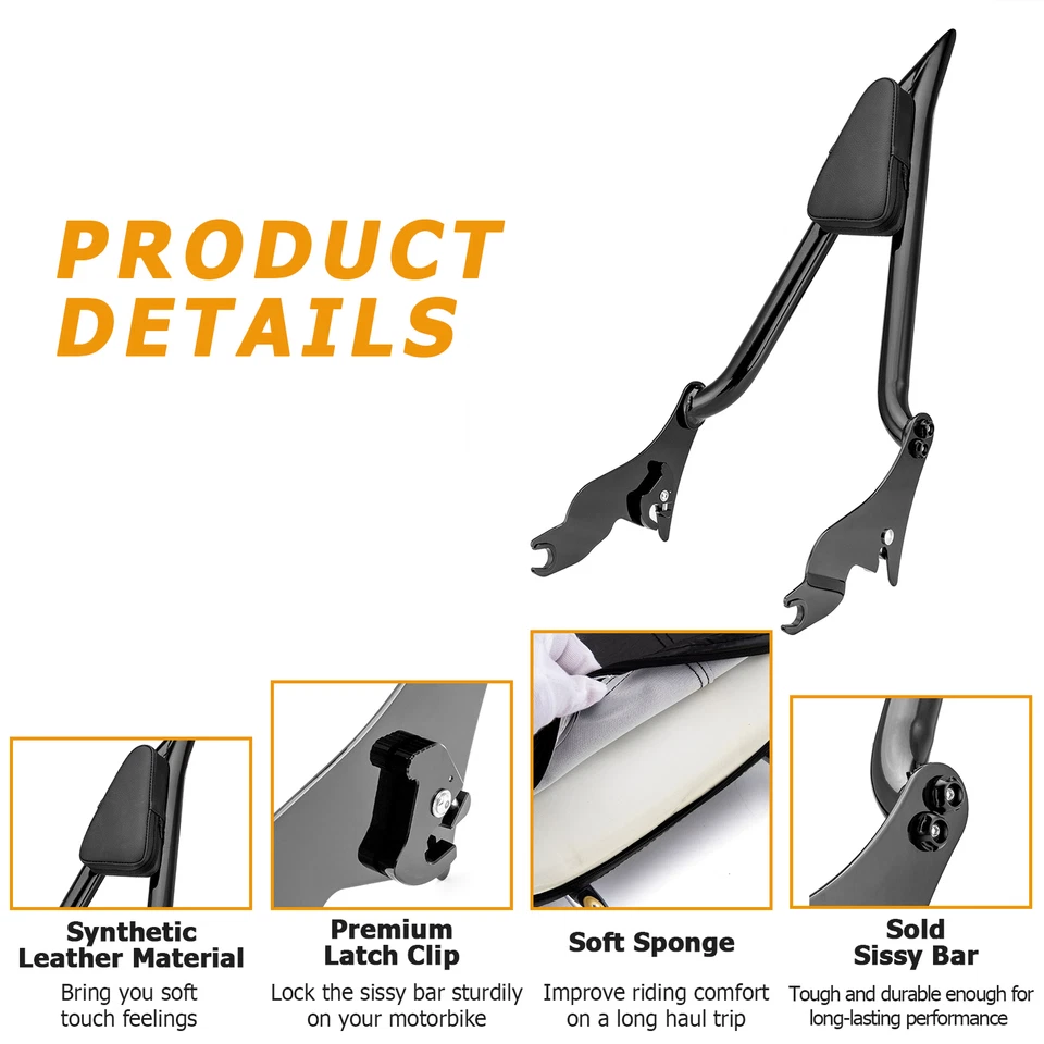 Respaldo barra Sissy y portaequipajes y acoplamiento para Harley 09-13 Road Street Glide Foto 3 de 4