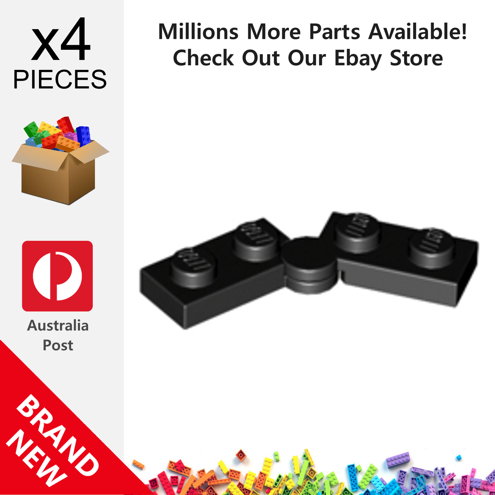 4x Genuine LEGO™ Hinge Plate 1 x 4 Swivel 2429 2430c01 19952c01