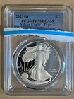 2021-W Proof $1 Type 2 American Silver Eagle PCGS PR70DCAM Blue Label