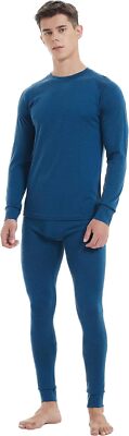 Herren 100% Wolle Thermo Unterwäsche Set Ski Basisschicht lange Unterhosen Top