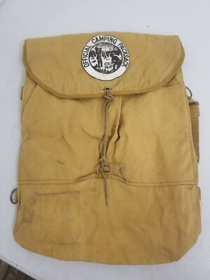 1940s US OFFICIAL CAMPING PACKSACK Canvas BOY SCOUT BackPack BOYSCOUT 18x12 BSA