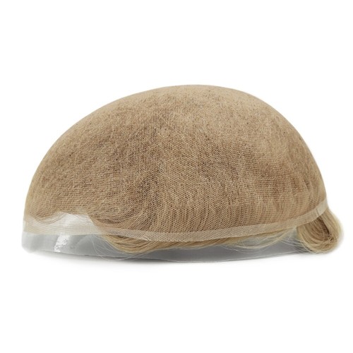 Mens Toupee French Lace Human Hair System Hairpieces Blonde Medium Density #22R - Picture 4 of 9