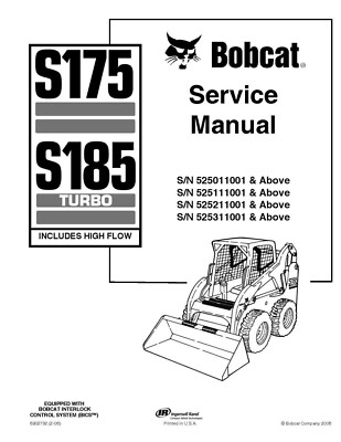 Bobcat S185 Turbo High Flow Skid Steer Loader Service Shop Repair Manual 6902732