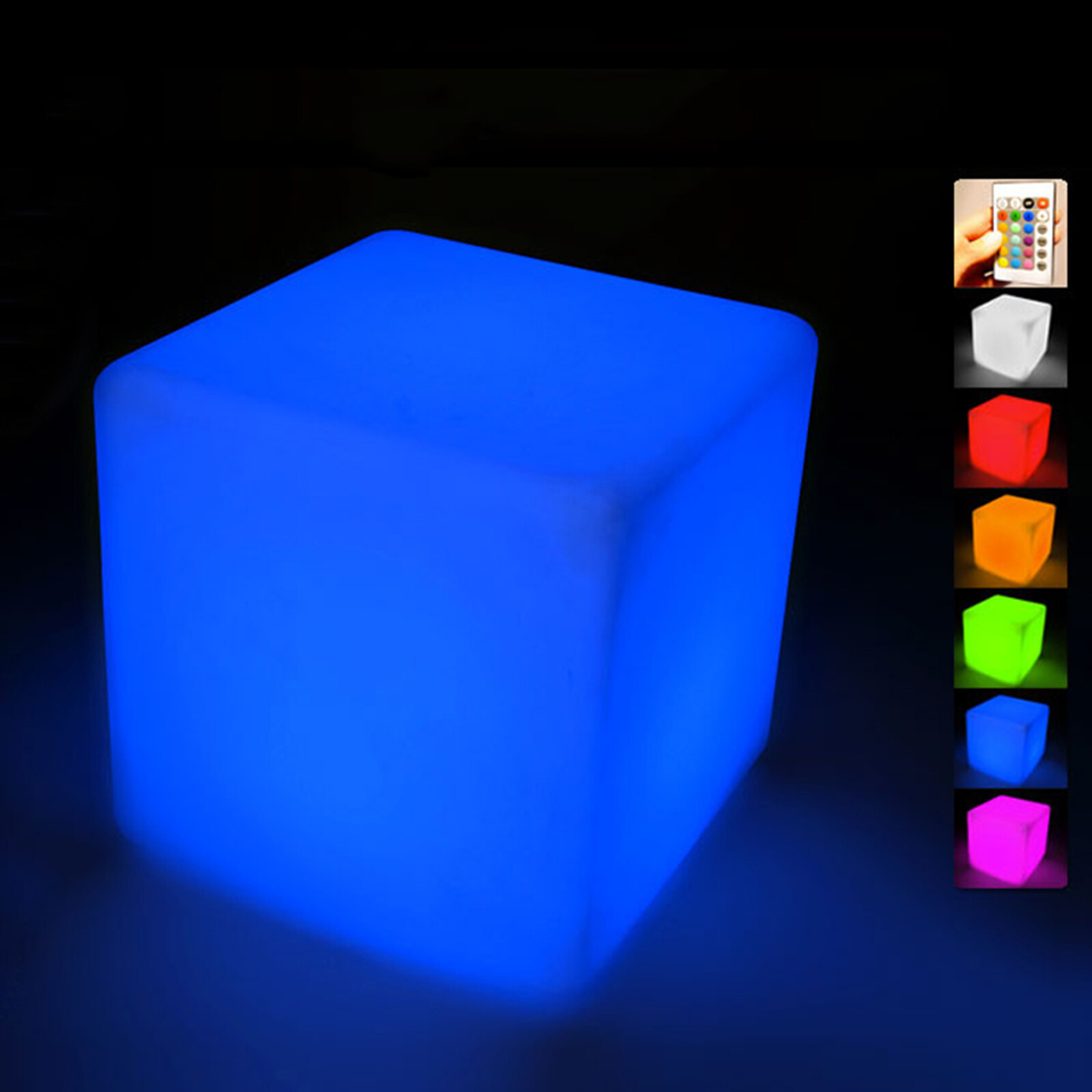 16 RGB Cube Seat Party Club Bar Chairs Furniture LED Color Changing Stool Tables