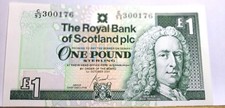 @@@ A SUPERB UNC SCOTTISH ONE POUND NOTE  2001 LORD ILAY 300176 LAST ISSUE   @@@