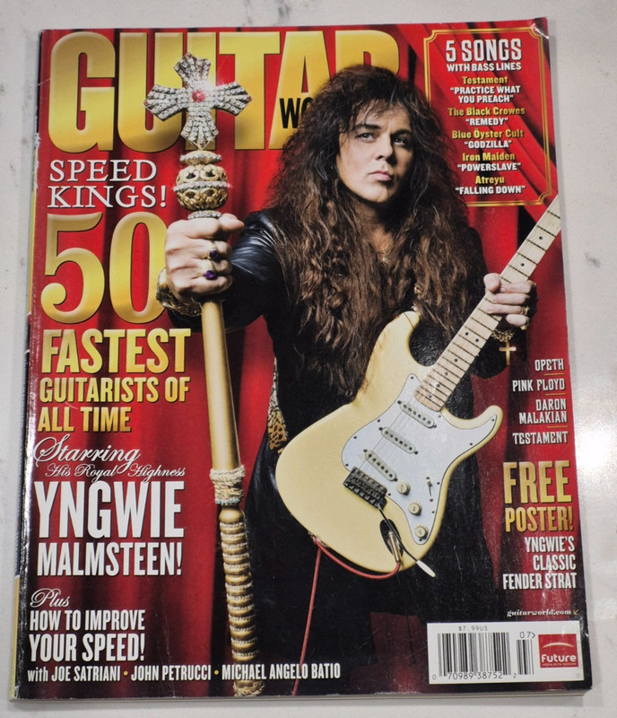 Guitar World Magazine July 2008 Yngwie Malmsteen With Poster Speed Kings