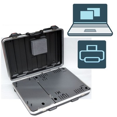 PROFI KOFFER FÜR NOTEBOOK DRUCKER SCANNER MOBILER ARBEITSPLATZ HARTSCHALE RUGGED